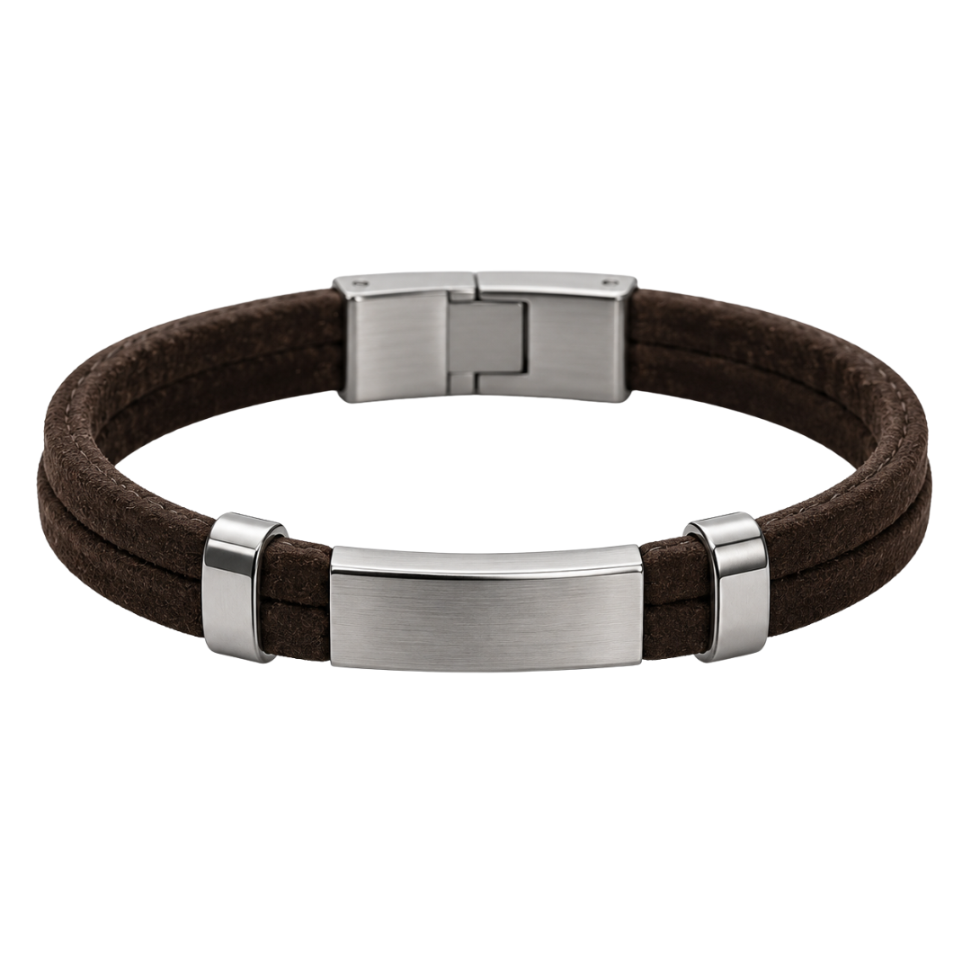 Brown Suede & Stainless Steel Bracelet | Pranny Jankins