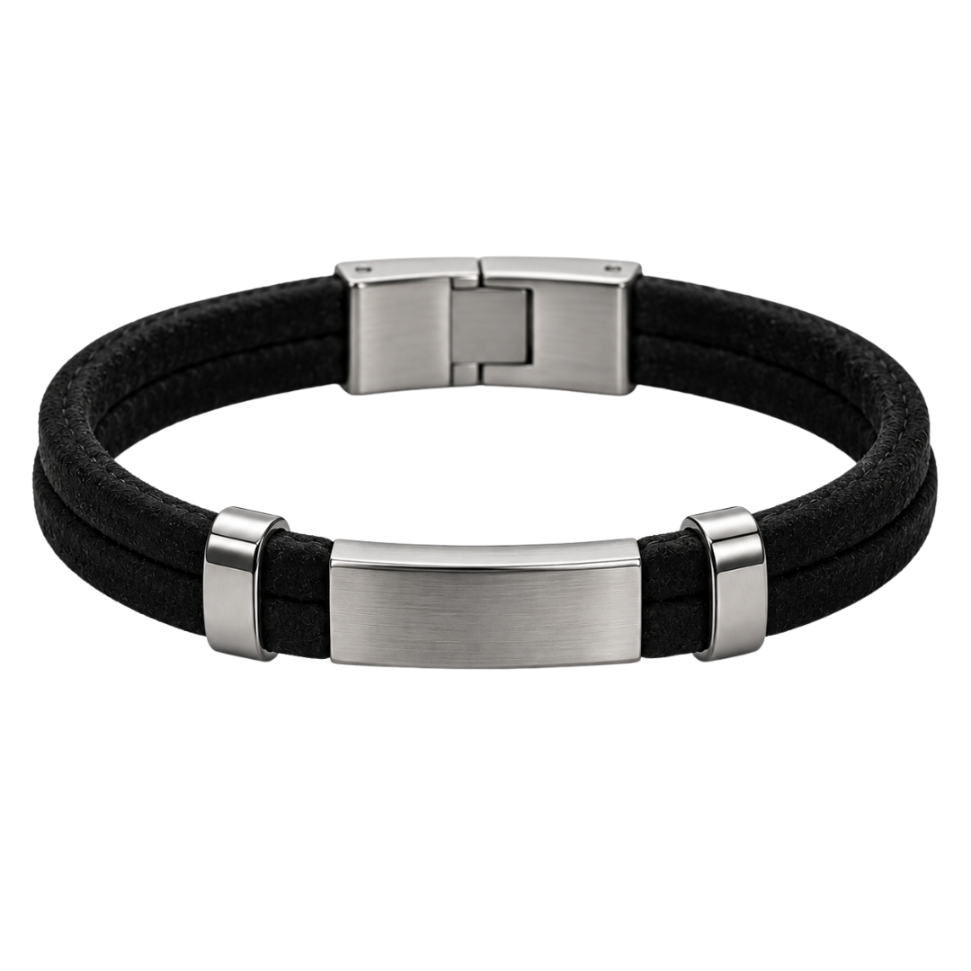 Black Suede & Stainless Steel Bracelet | Pranny Jankins