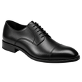 Polished Black Leather Cap-Toe Derby Shoes | Pranny Jankins