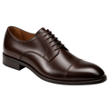 Polished Dark Brown Leather Cap-Toe Derby Shoes | Pranny Jankins