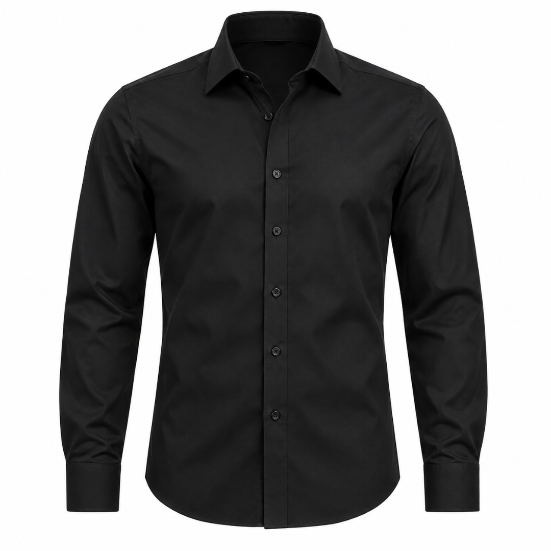 Tailored Black Cotton Dress Shirt | Pranny Jankins