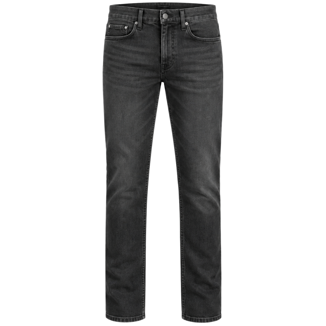 Premium Dark Grey Straight-Fit Denim Jeans | Pranny Jankins